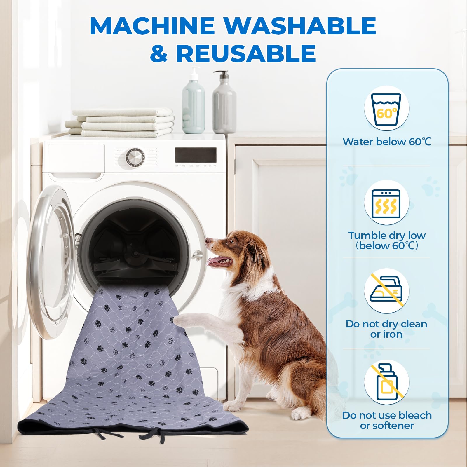 Fostanfly Non-Slip Washable Pee Pads — 2 Pack, 48x60, Ultra-Absorbent & Leak-Proof