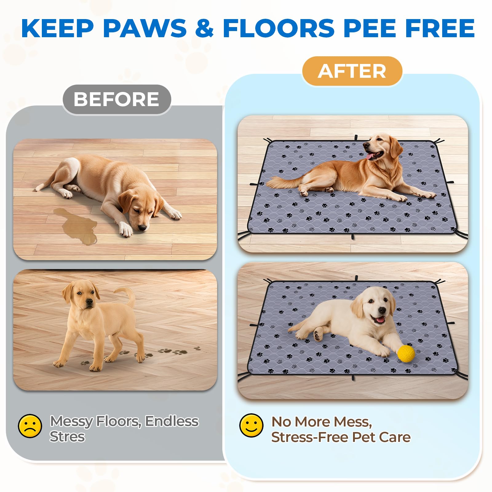 Fostanfly Non-Slip Washable Pee Pads — 2 Pack, 48x60, Ultra-Absorbent & Leak-Proof