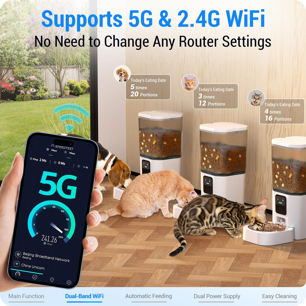 Frienhund Automatic Cat Feeder with 5G WiFi | App & Alexa | 7L (29 cups)