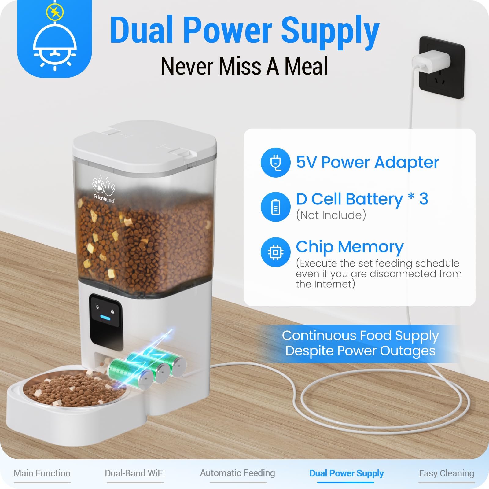 Frienhund Automatic Cat Feeder with 5G WiFi | App & Alexa | 7L (29 cups)