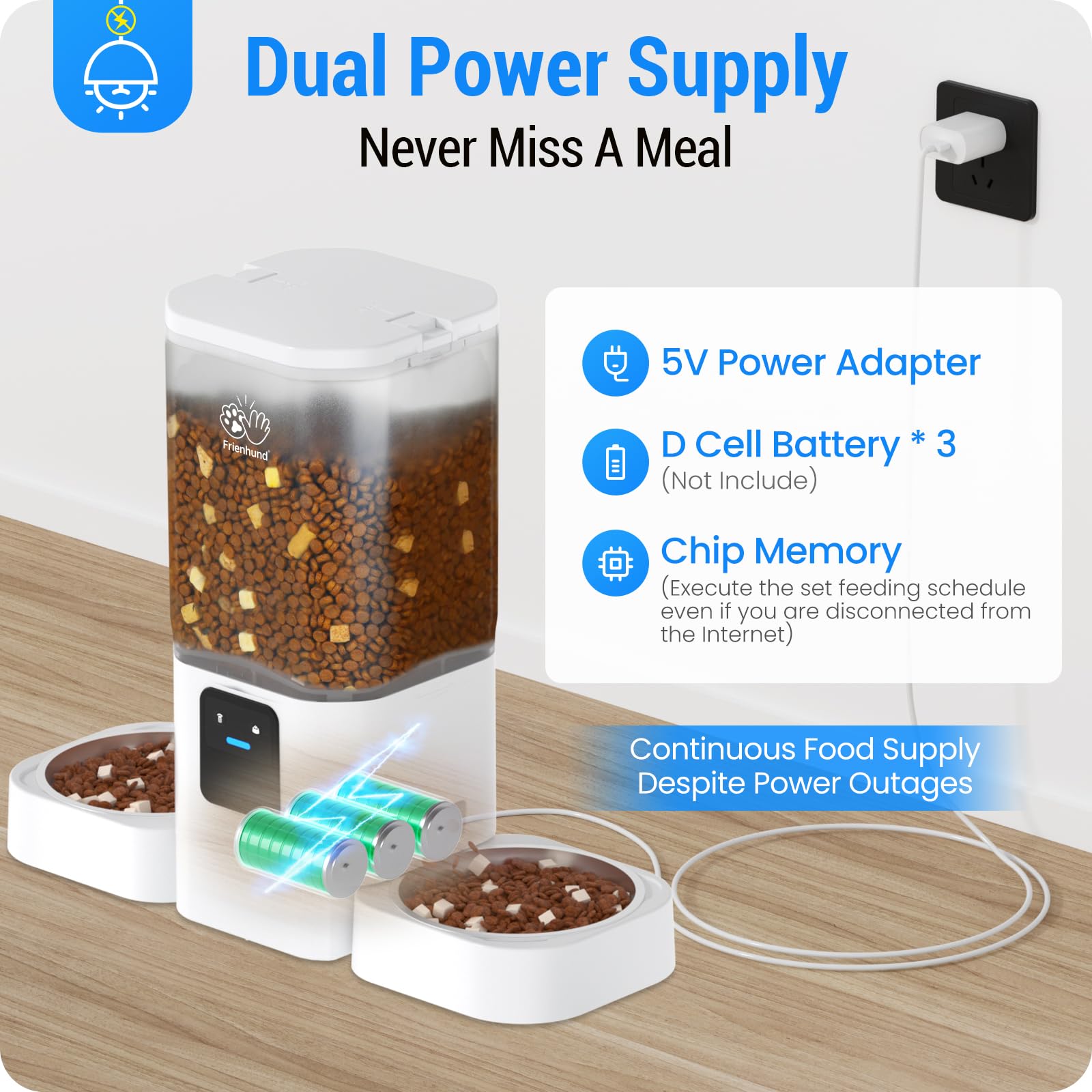 Frienhund Automatic Cat Feeder for Two Pets | Slow Feed, 5G WiFi, App Control, 29 Cup
