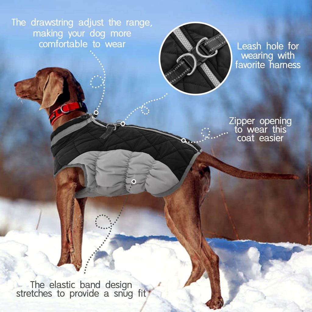 FUAMEY Large Dog Coat – Waterproof Winter Jacket with Built-in Harness
