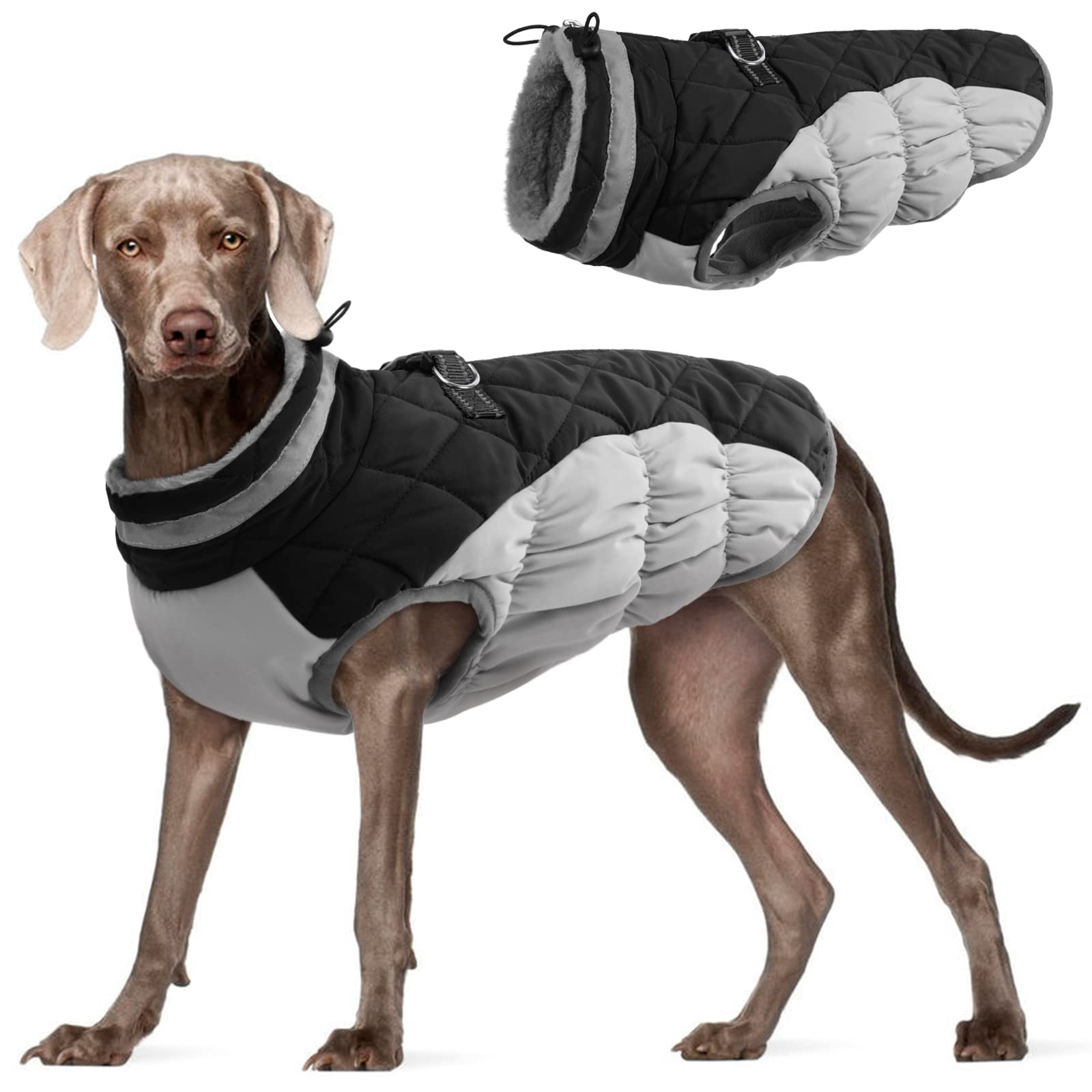 FUAMEY Large Dog Coat – Waterproof Winter Jacket with Built-in Harness