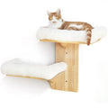 FUKUMARU Cat Wall Shelves - 2-Platform Tree-Shape Floating Shelf with Cushioned Perch