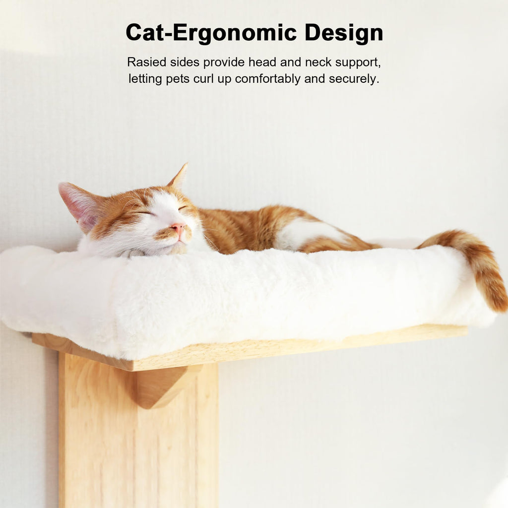 FUKUMARU Cat Wall Shelves - 2-Platform Tree-Shape Floating Shelf with Cushioned Perch