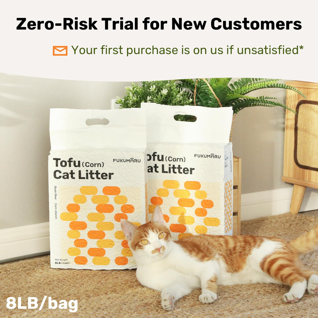 FUKUMARU Tofu Cat Litter – 32lb, Fast Clumping, Odor Control, 100% Natural