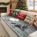 FUNNY FUZZY Pet Couch Covers for Sofa – Washable Flannel Protector (Blue-Grey, 27.6×70.9 in)