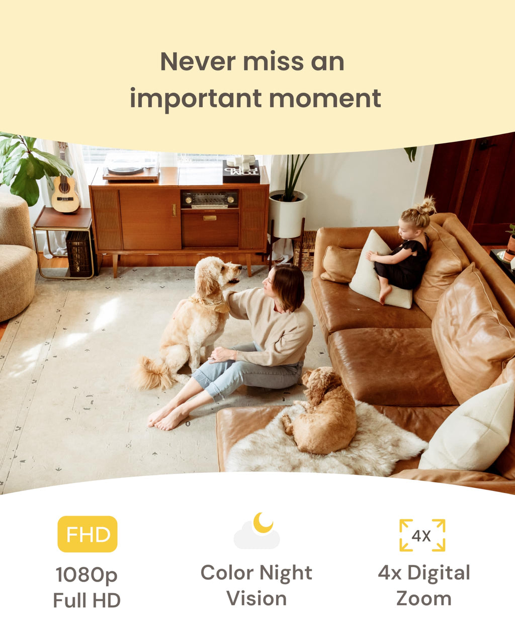 Furbo Mini Pet Camera - 1080p HD Indoor Monitor with Bark/Meow Alerts, 2-Way Audio