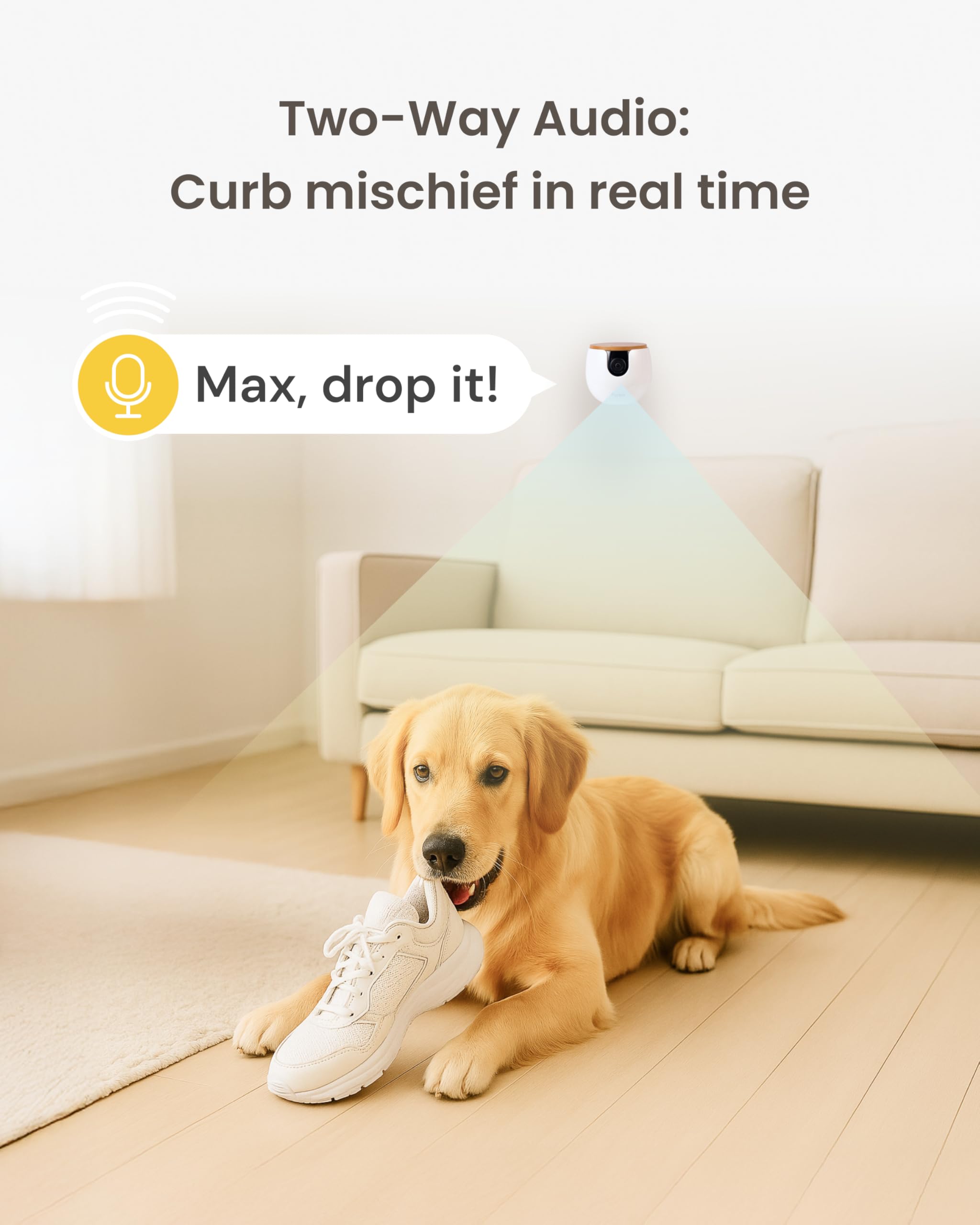 Furbo Mini Pet Camera - 1080p HD Indoor Monitor with Bark/Meow Alerts, 2-Way Audio