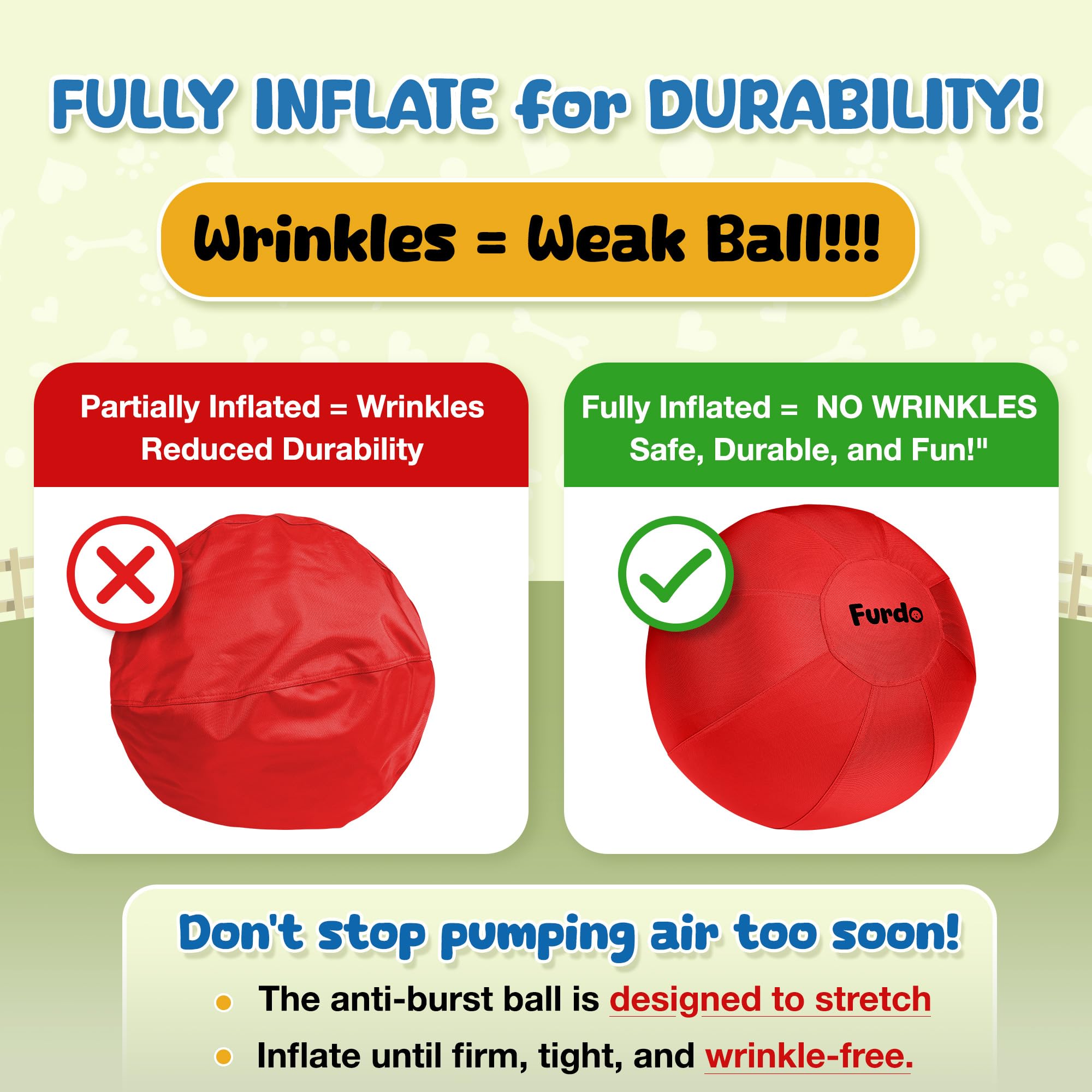 Furdo 25-Inch Herding Ball for Medium & Large Dogs — Red Nylon Ball for Active Play
