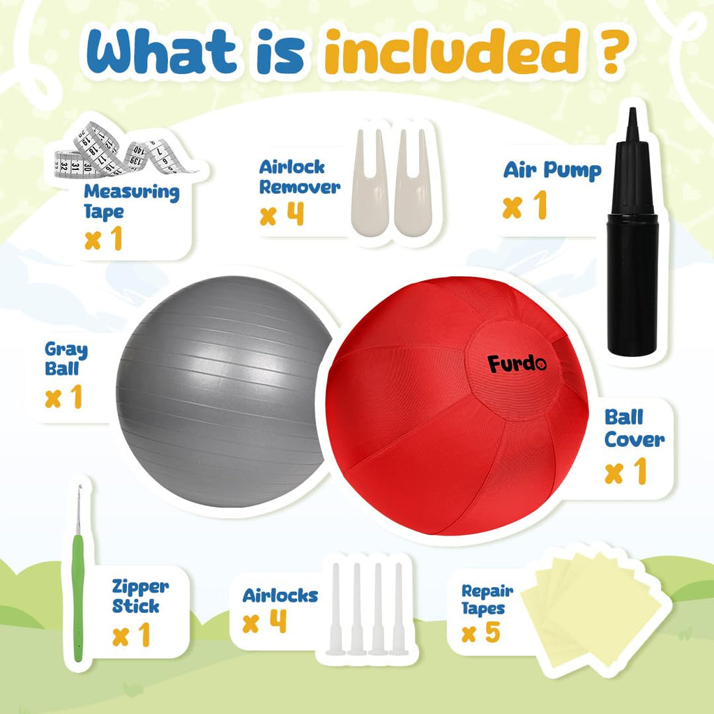 Furdo 25-Inch Herding Ball for Medium & Large Dogs — Red Nylon Ball for Active Play