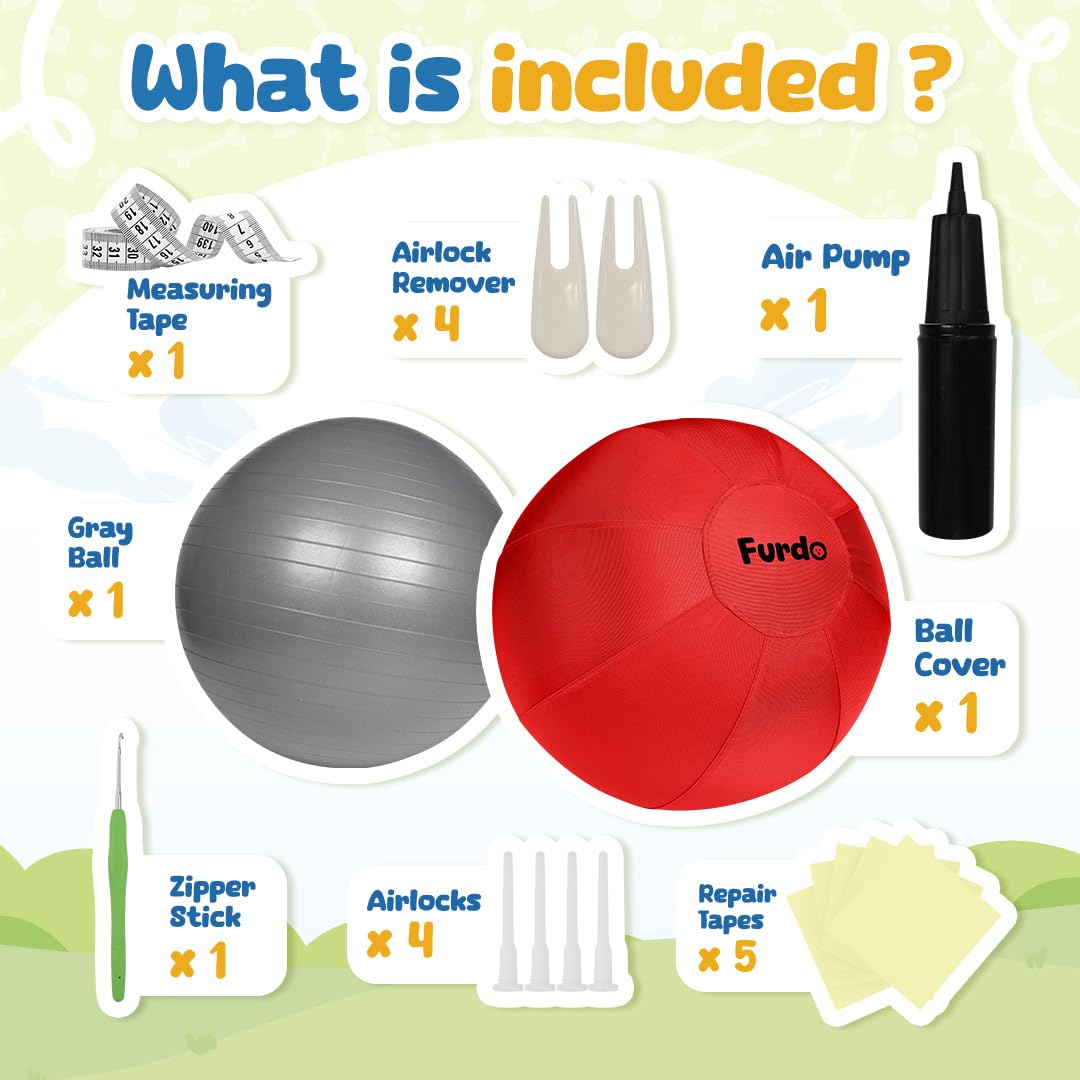 Furdo 25-Inch Herding Ball for Medium & Large Dogs — Red Nylon Ball for Active Play