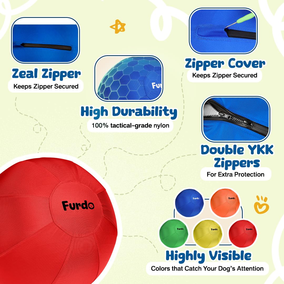 Furdo 25-Inch Herding Ball for Medium & Large Dogs — Red Nylon Ball for Active Play