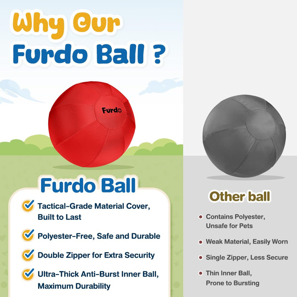 Furdo 25-Inch Herding Ball for Medium & Large Dogs — Red Nylon Ball for Active Play
