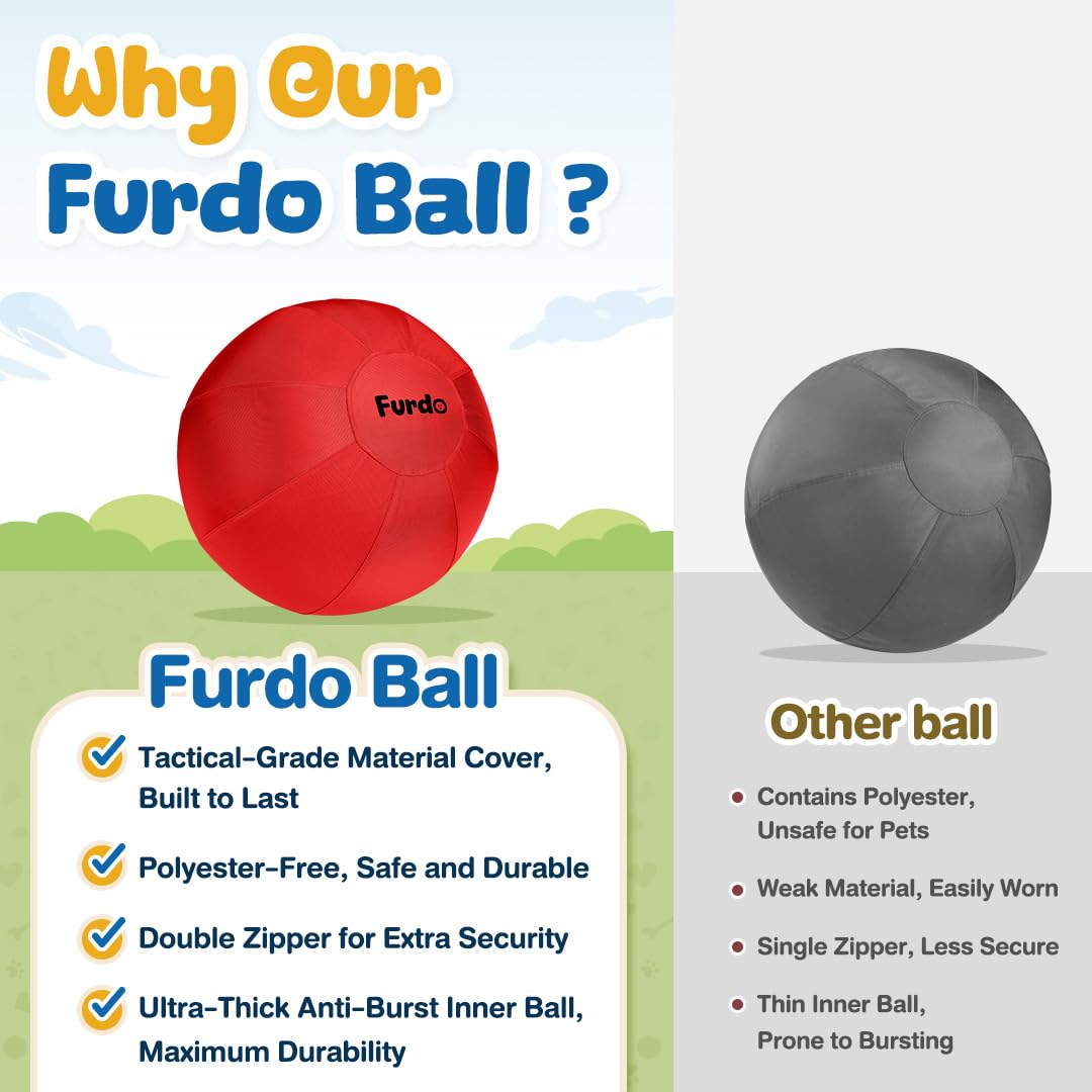 Furdo 25-Inch Herding Ball for Medium & Large Dogs — Red Nylon Ball for Active Play