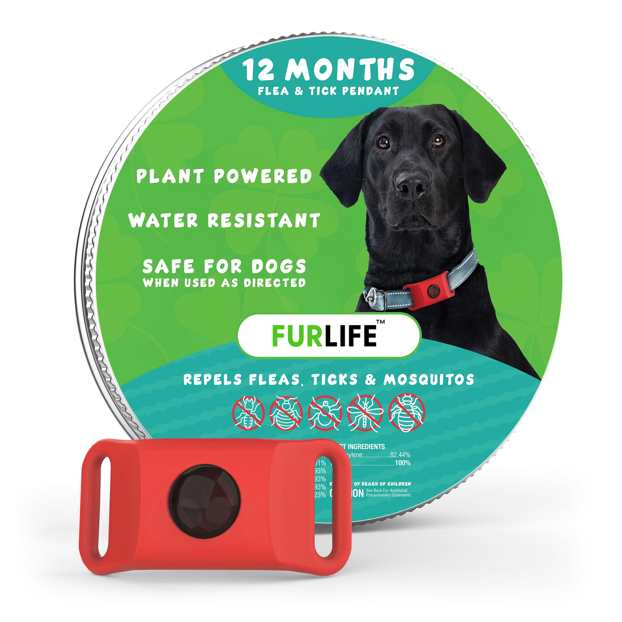 FurLife Red Dog Tag: Waterproof, Lightweight Flea & Tick Prevention for Dogs