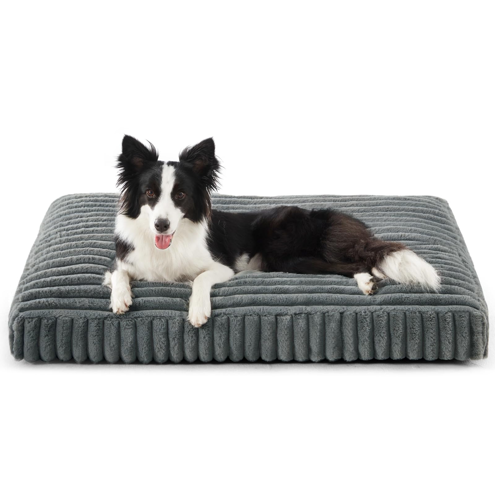 FURTIME Large Dog Bed 35x23x4 Grey – Removable Cover, Anti-Slip, Crate Bed for Indoor Use
