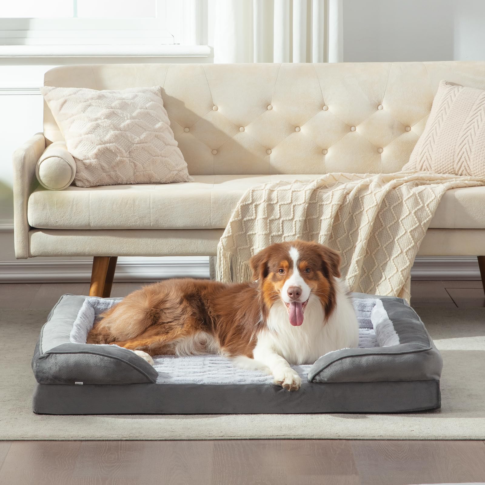 FURTIME Orthopedic Dog Bed for Medium & Large Dogs - Washable & Waterproof
