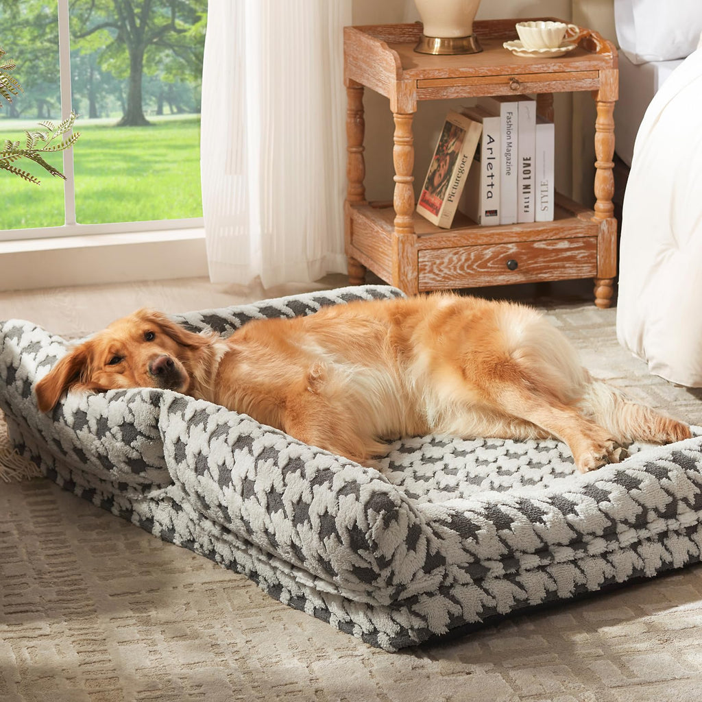 FURTIME XL Orthopedic Dog Bed – Memory Foam Couch with Removable Cover, Grey