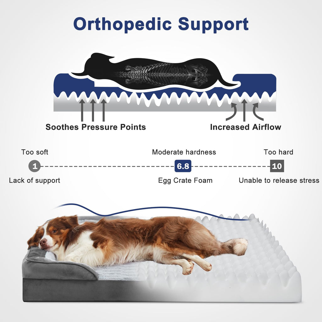 FURTIME Orthopedic Dog Bed for Medium & Large Dogs - Washable & Waterproof