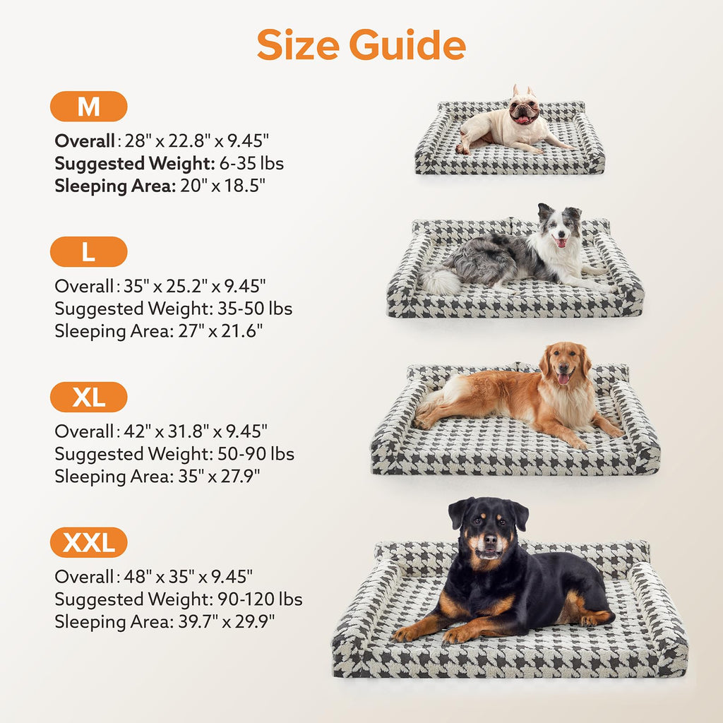 FURTIME XL Orthopedic Dog Bed – Memory Foam Couch with Removable Cover, Grey