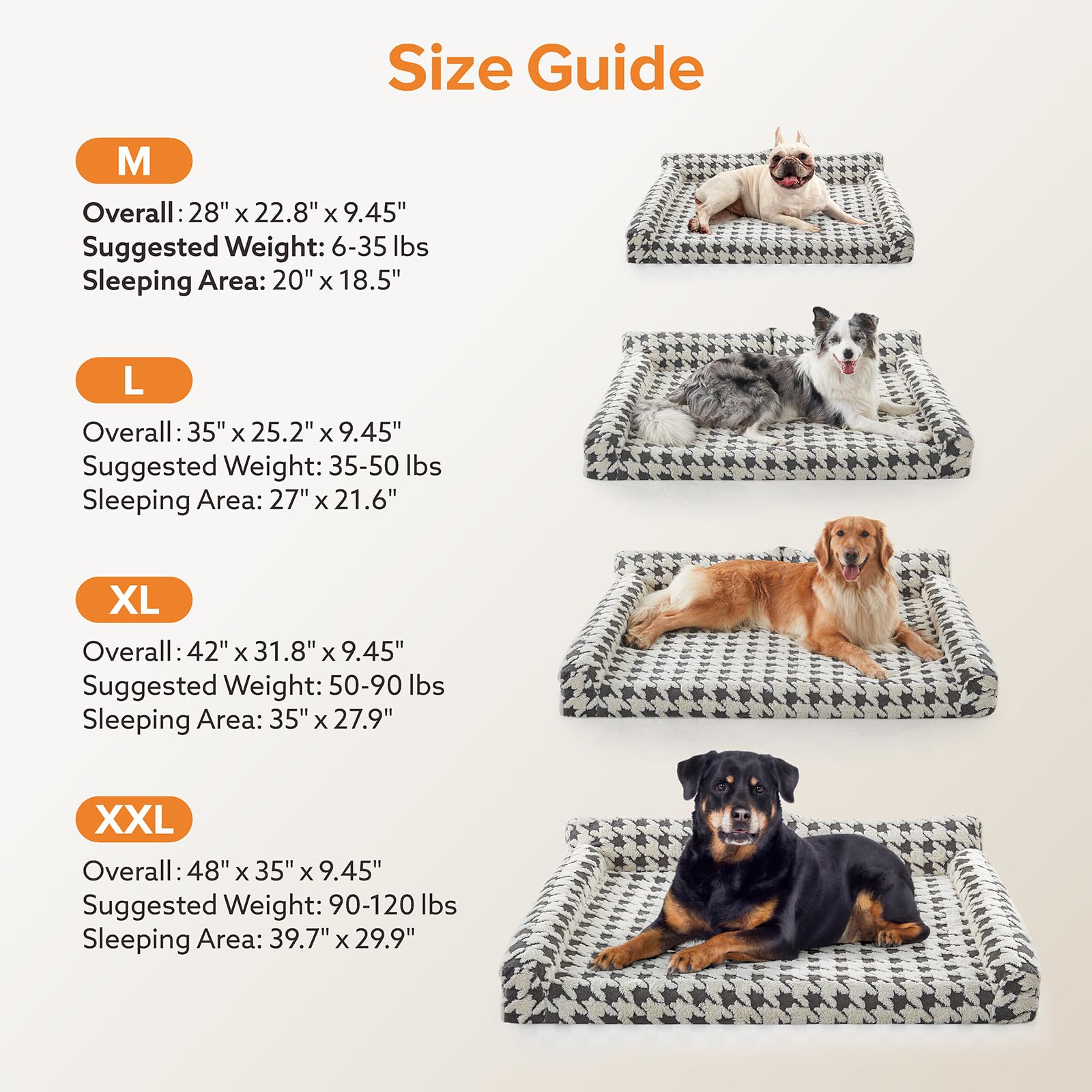 FURTIME XL Orthopedic Dog Bed – Memory Foam Couch with Removable Cover, Grey