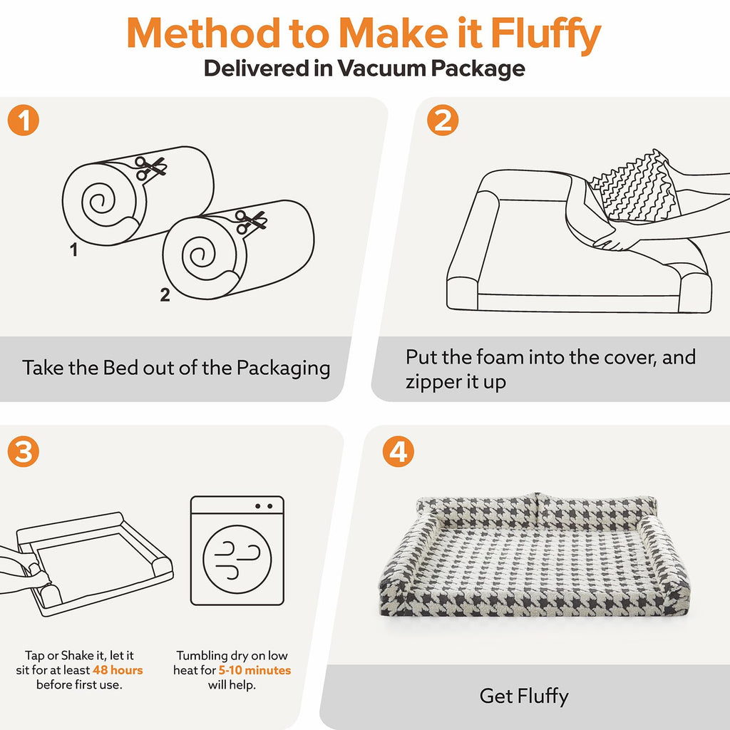 FURTIME XL Orthopedic Dog Bed – Memory Foam Couch with Removable Cover, Grey