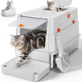 FURTIME XL Stainless Steel Litter Box with Lid | Front & Top Entry, Anti-Leakage, Odor-Free