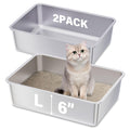 FUTAM Stainless Steel Litter Box 2-Pack – Large 19.7x13.7x6 in, Easy to Clean