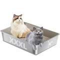 FUTAM Stainless Steel Litter Box – XXL 28x20x6 in for Big Cats & Multi-Cat Homes | Non-Stick, Easy-Clean, Rust-Resistant