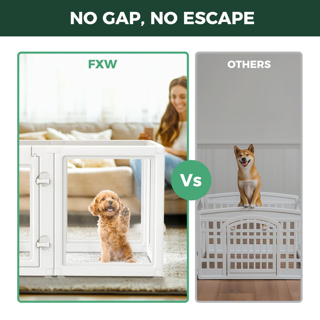 FXW AuraSpace 24-Inch Acrylic Indoor Dog Playpen - 6 Panels, White