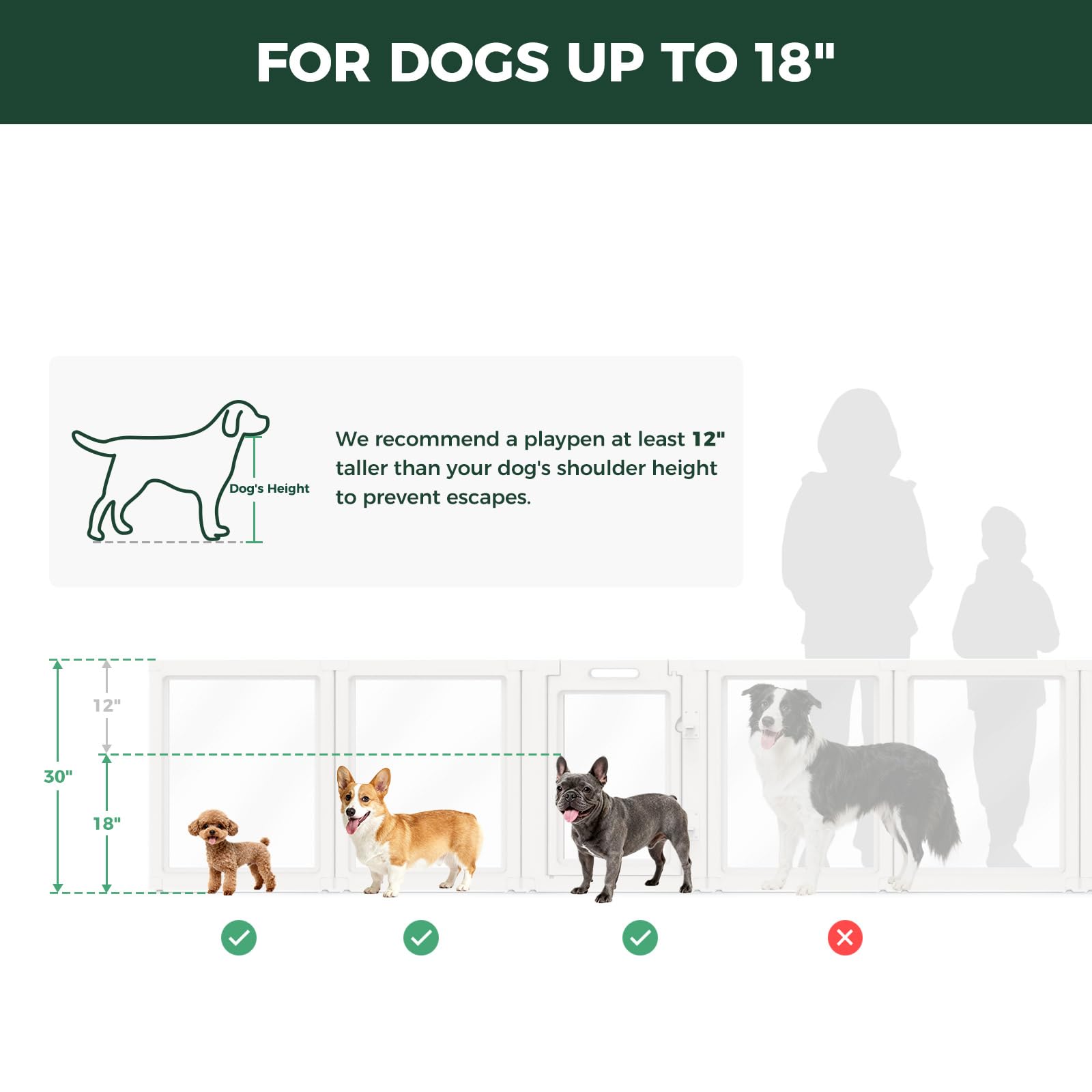 FXW AuraSpace Acrylic Indoor Dog Playpen (30 Inch, White) – 8 Panels, Safe & Flexible