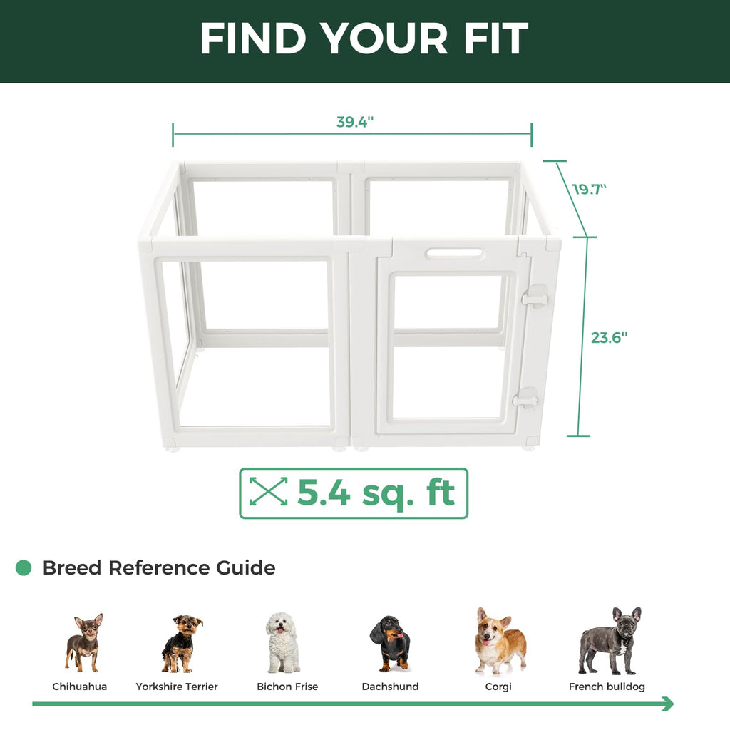 FXW AuraSpace 24-Inch Acrylic Indoor Dog Playpen - 6 Panels, White