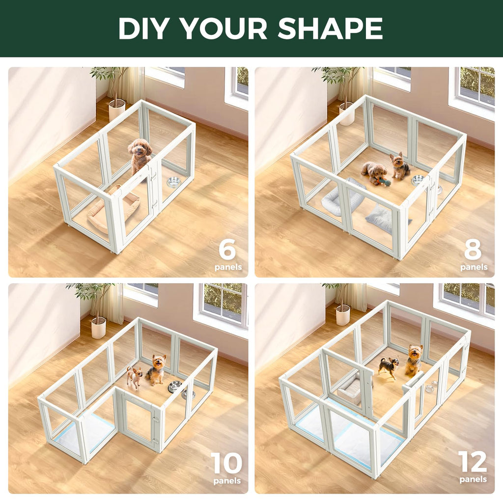 FXW AuraSpace 24-Inch Acrylic Indoor Dog Playpen - 6 Panels, White