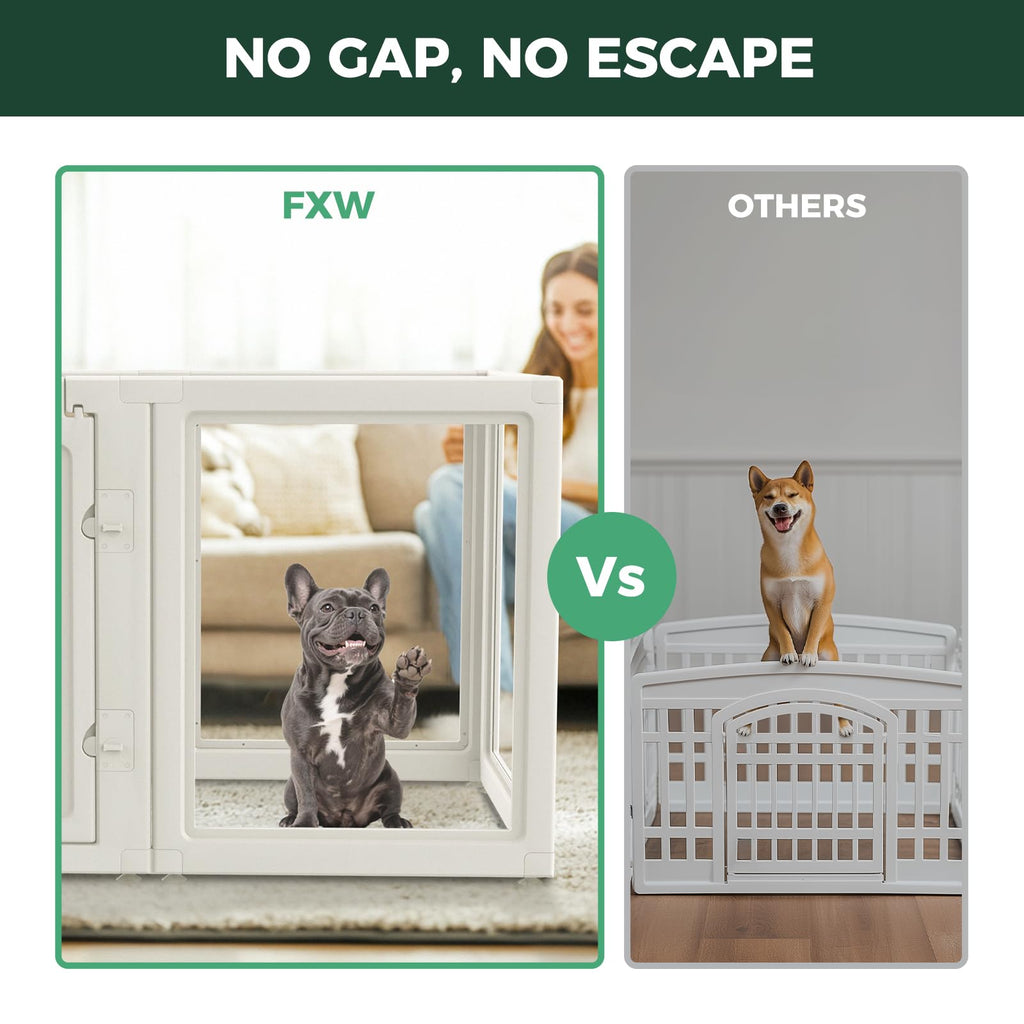 FXW AuraSpace Acrylic Indoor Dog Playpen (30 Inch, White) – 8 Panels, Safe & Flexible