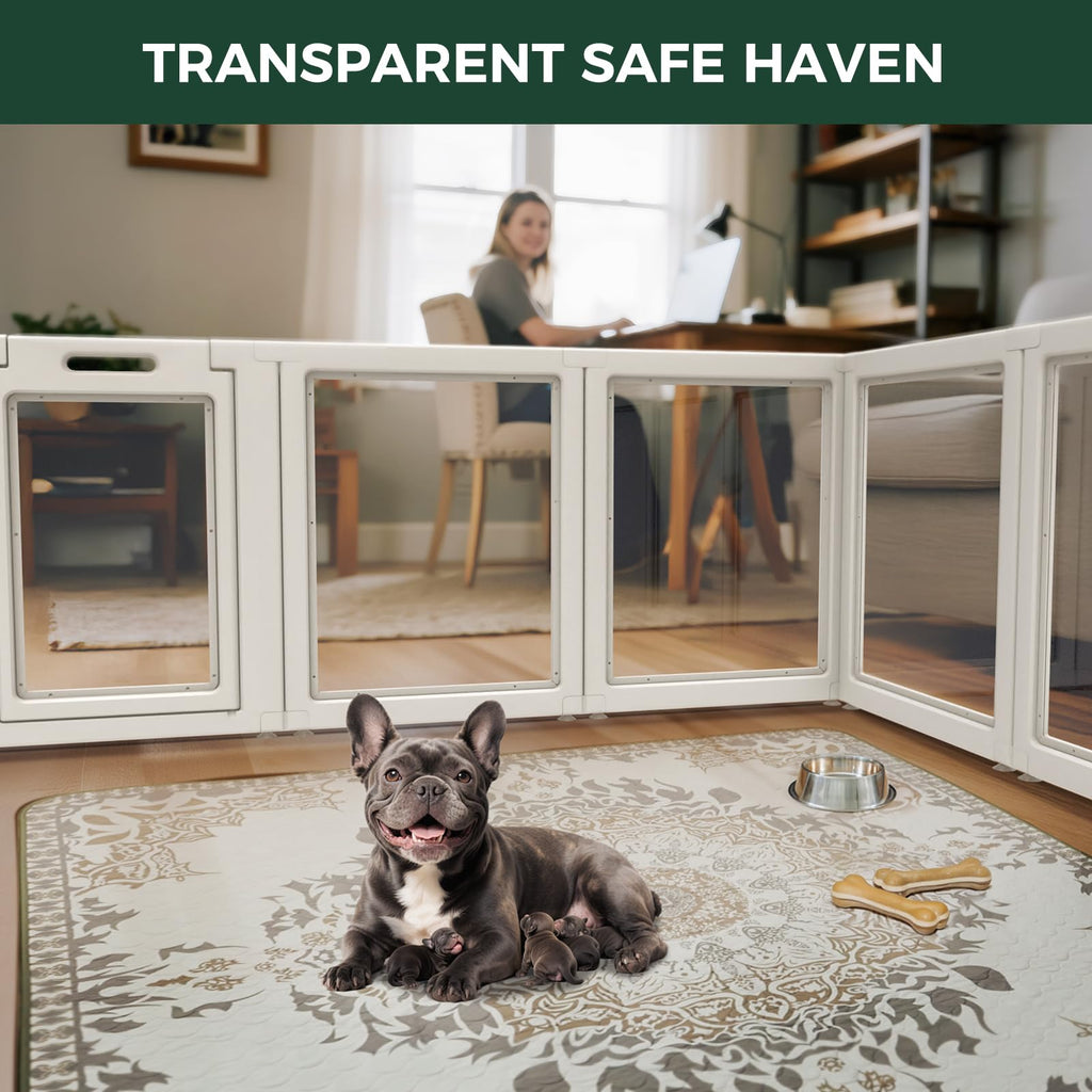 FXW AuraSpace Acrylic Indoor Dog Playpen (30 Inch, White) – 8 Panels, Safe & Flexible