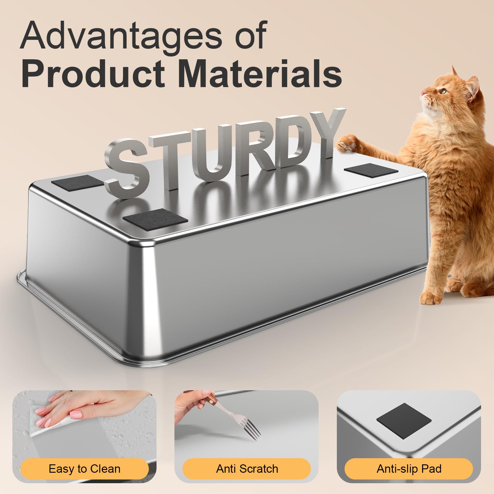 FZGhome Stainless Steel Litter Box XL – Enclosed Top Entry, Leak-Resistant, Easy Cleaning