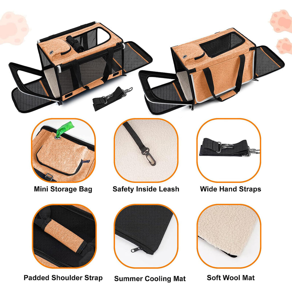 GAPZER Dog Carry Bag — Foldable Soft-Shell Carrier for Small Dogs & Cats (18.1 x 11.8 x 11.8 in, Up to 20 lbs)