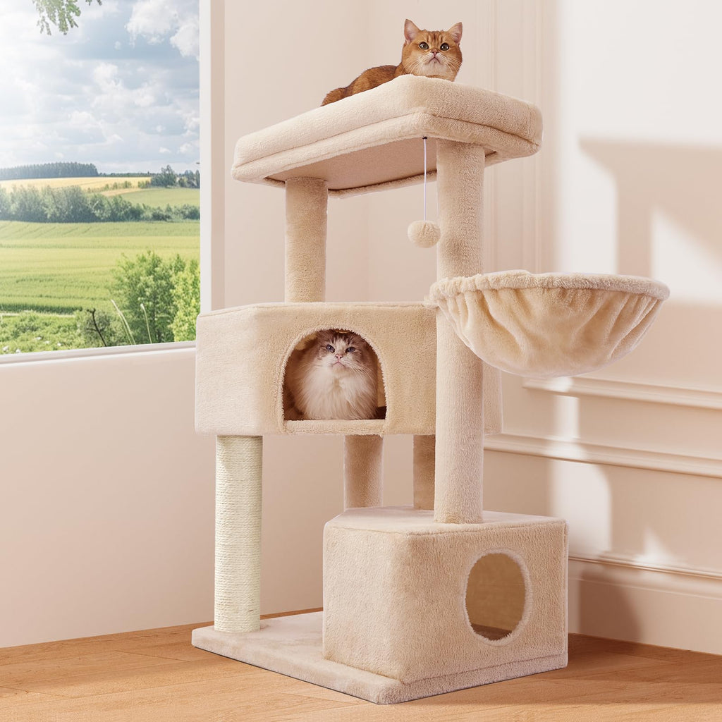 Gardner Pet 41\" Tall Cat Tree for Medium-Large Cats | Heavy-Duty Cat Tower with 2.8in Posts, Washable Top Perches