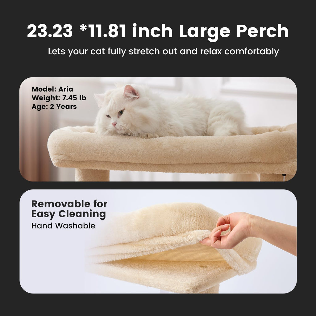 Gardner Pet 41\" Tall Cat Tree for Medium-Large Cats | Heavy-Duty Cat Tower with 2.8in Posts, Washable Top Perches