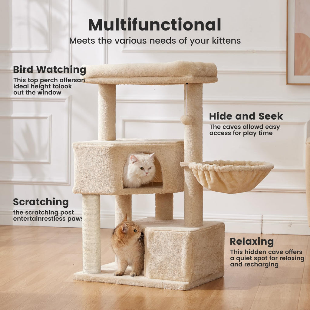 Gardner Pet 41\" Tall Cat Tree for Medium-Large Cats | Heavy-Duty Cat Tower with 2.8in Posts, Washable Top Perches