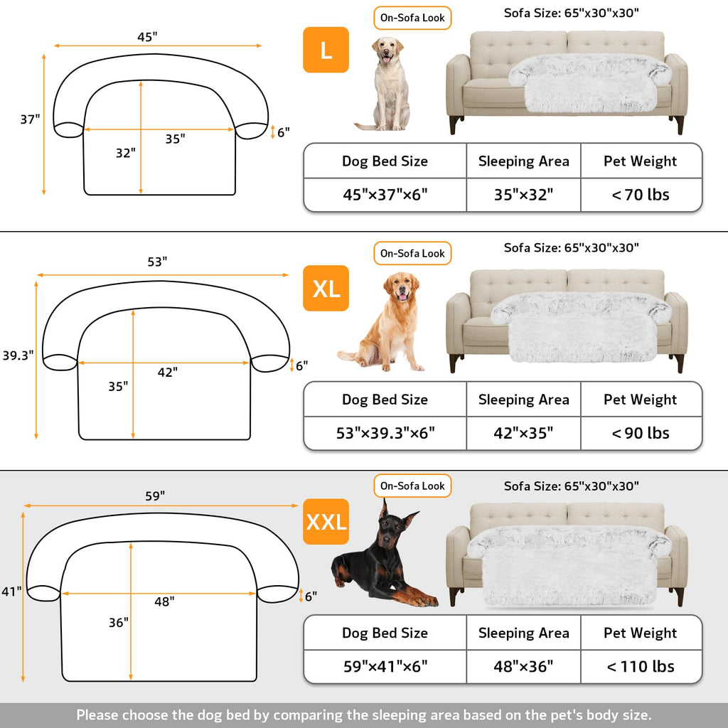 GGIB Calming Dog Bed XXL – Plush Fluffy Mat with Removable Cover (Light Grey)