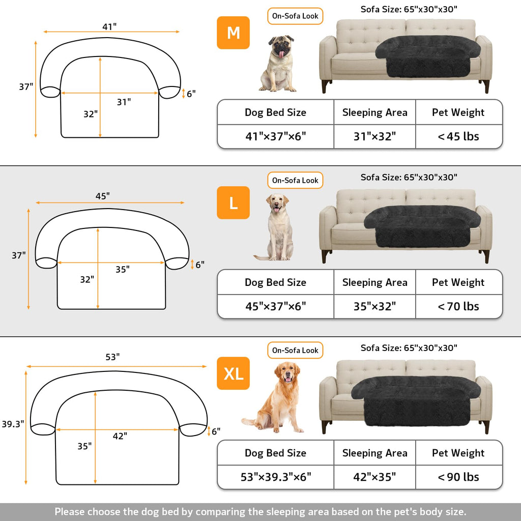 GGIB Calming Dog Bed – Fluffy Plush Mat with Removable Cover (Large 45x37x6) Dark Grey