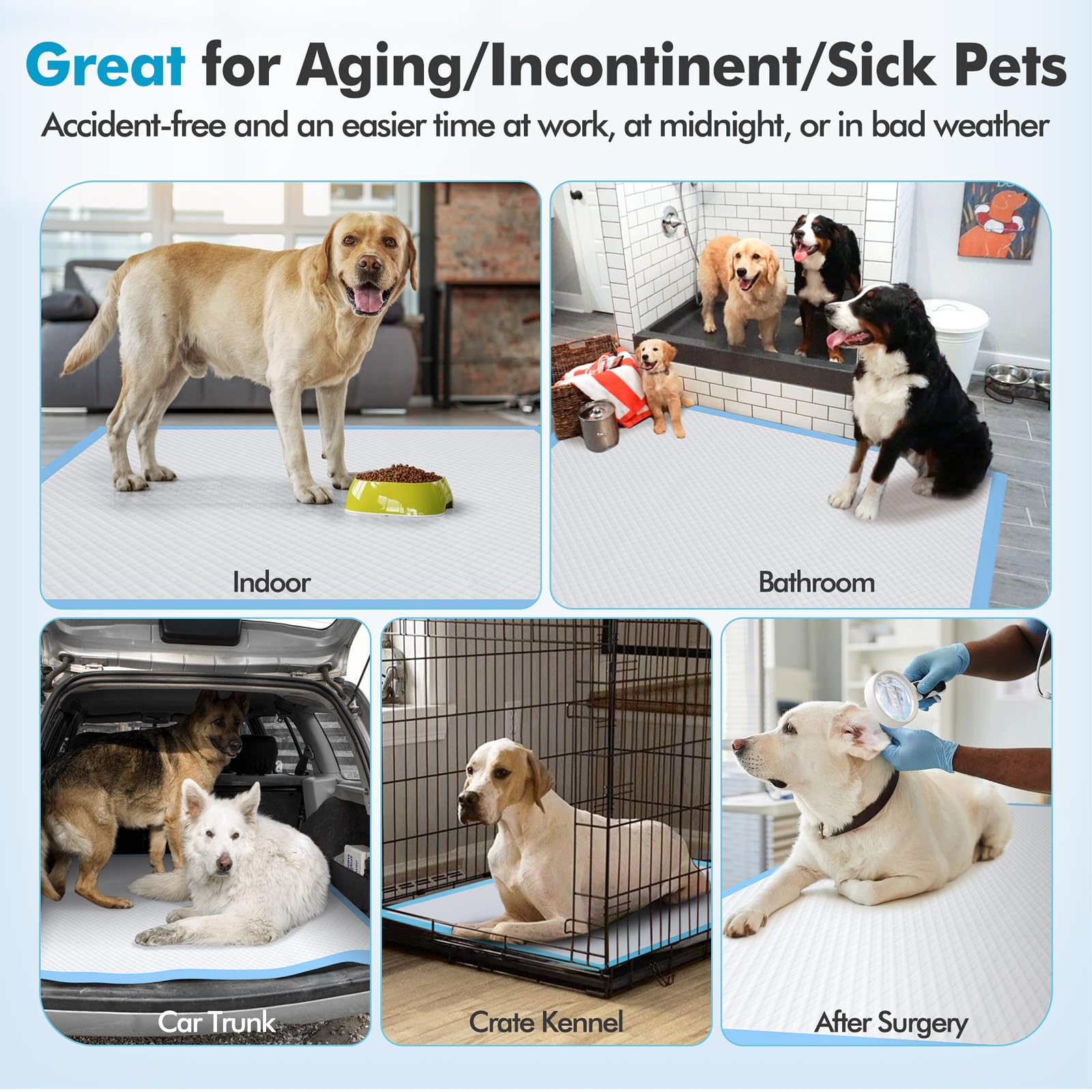 Gimars 4XL 36x36 Heavy Absorbent Dog Pads – 100 Pack | Leakproof Quick-Dry Pee Pads for Dogs & Other Pets
