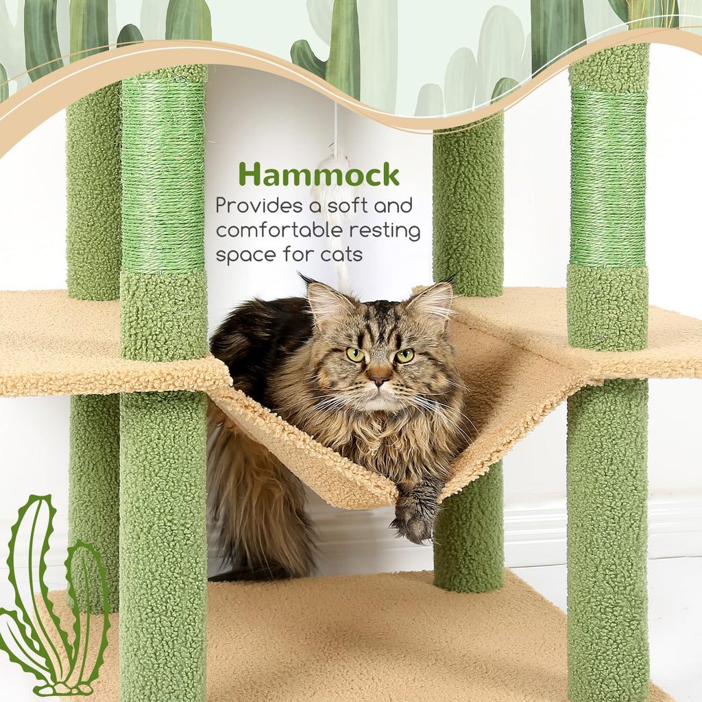 Globlazer Cactus Cat Tree Tower 76-Inch – Tall Multi-Level Cat Furniture