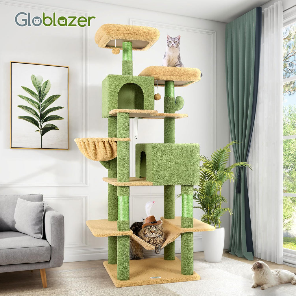 Globlazer Cactus Cat Tree Tower 76-Inch – Tall Multi-Level Cat Furniture