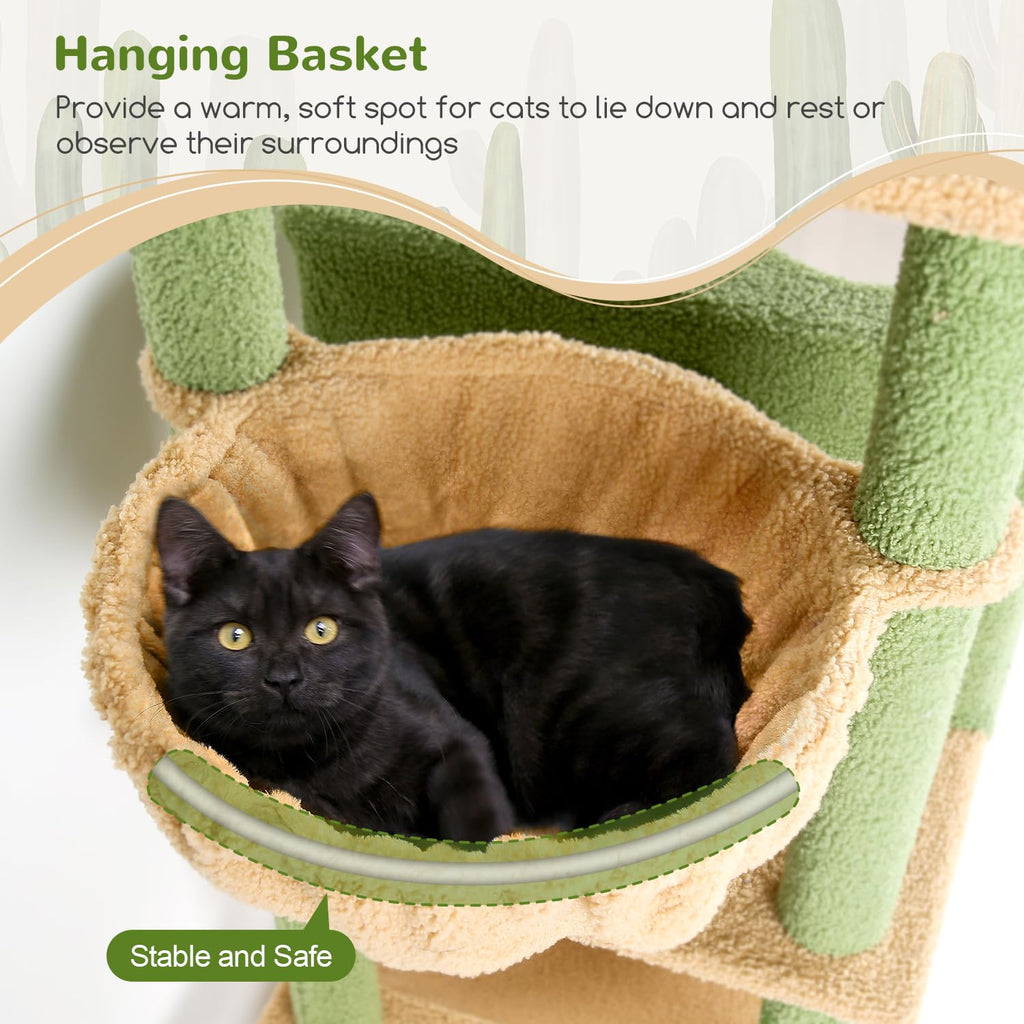 Globlazer Cactus Cat Tree Tower 76-Inch – Tall Multi-Level Cat Furniture
