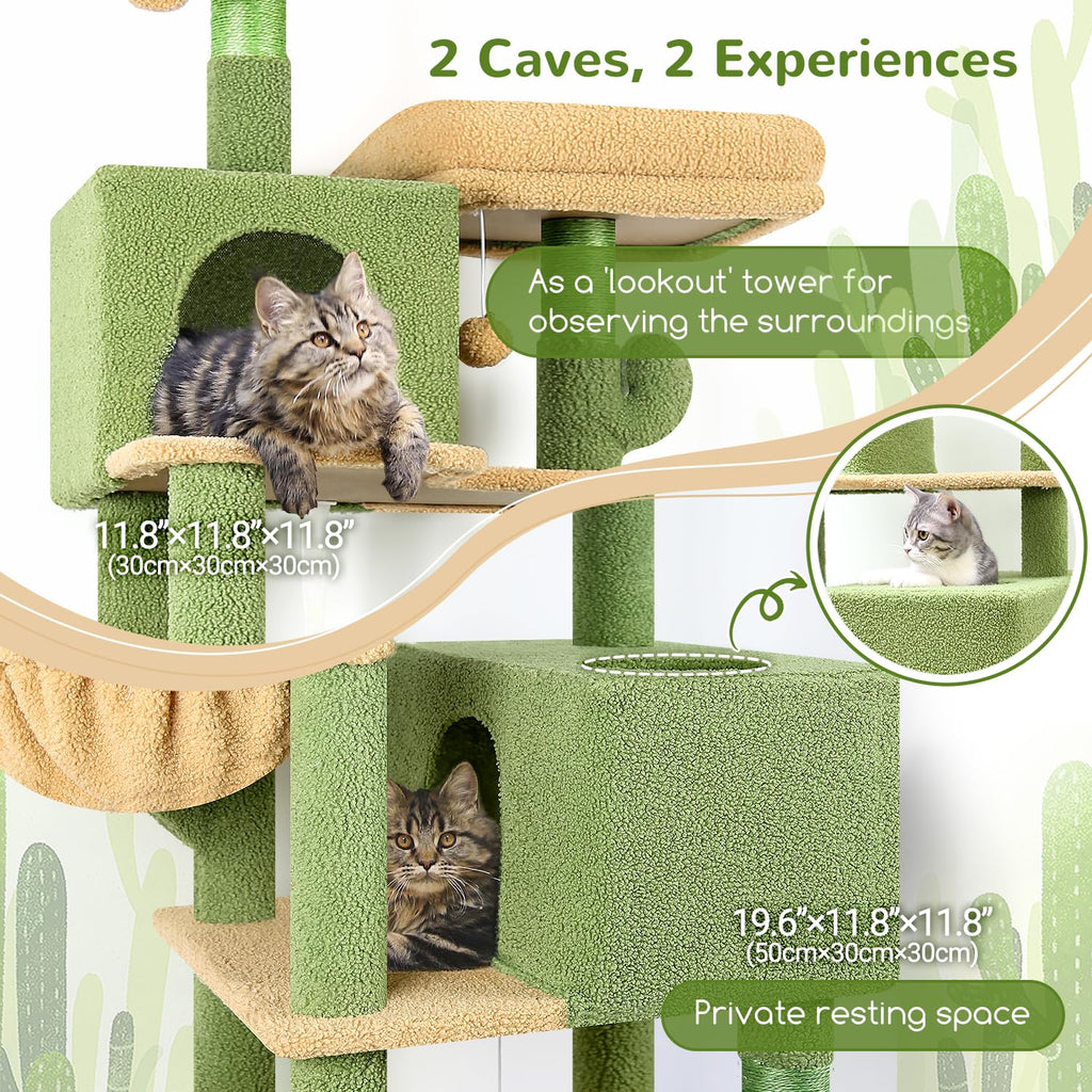 Globlazer Cactus Cat Tree Tower 76-Inch – Tall Multi-Level Cat Furniture