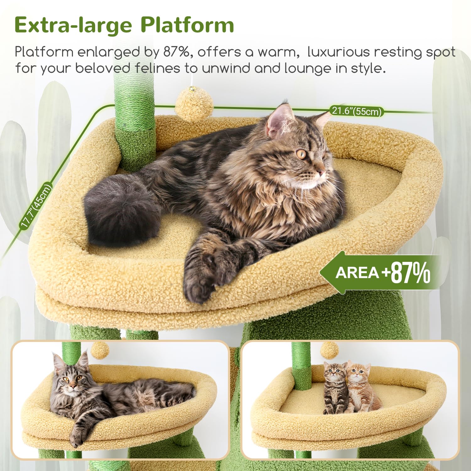 Globlazer Cactus Giant Cat Tree – 83-Inch XXL Cat Tower for Large Indoor Cats (F83, Green)