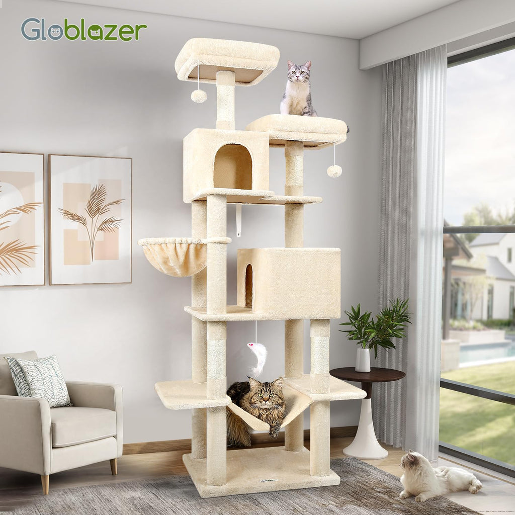 Globlazer Cat Tree Tower 76-Inch – Extra Tall Multi-Level Cat Furniture